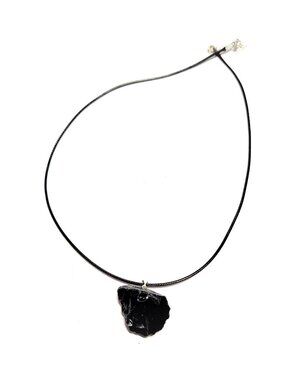 Black Obsidian Rough Rock Pendant from Brazil 18-22mm Stone w/Cord